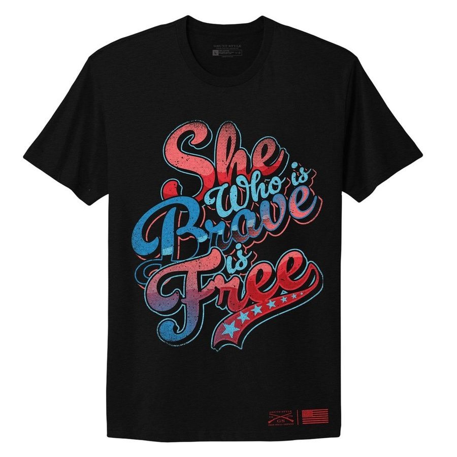 Women's Brave Is Free Boyfriend Fit T-Shirt - Black