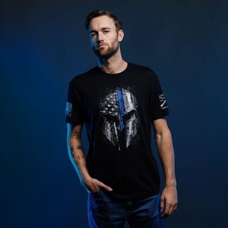 Blue Line Spartan T-Shirt - Black
