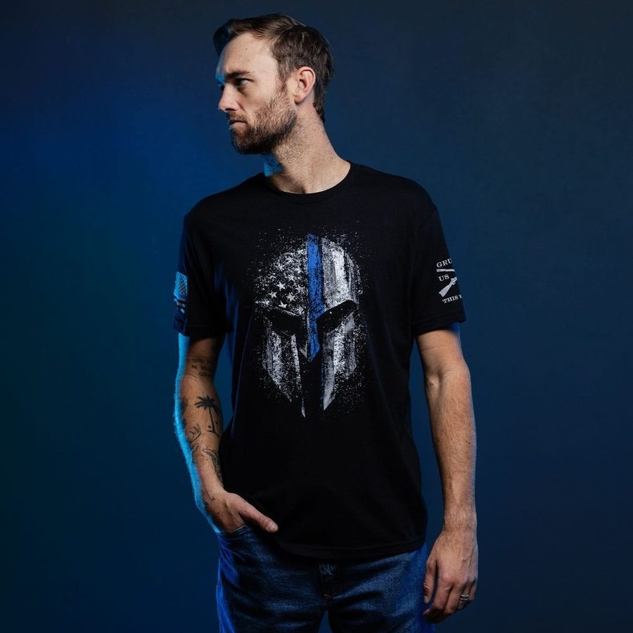 Blue Line Spartan T-Shirt - Black