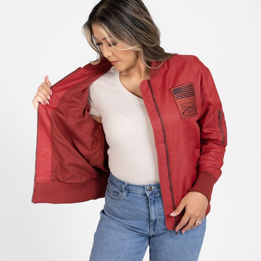 Women's Stealth Bomber Jacket - Red Plum