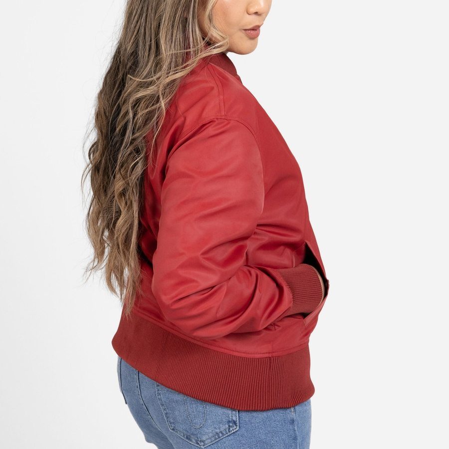 Women's Stealth Bomber Jacket - Red Plum