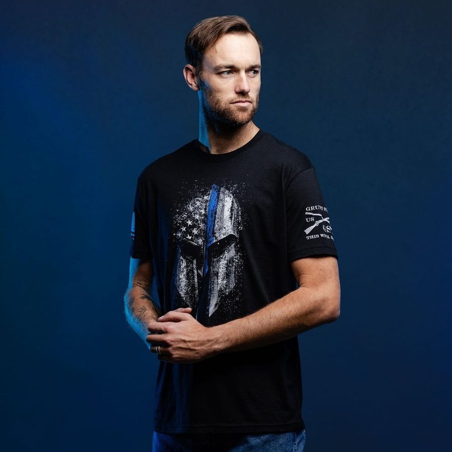 Blue Line Spartan T-Shirt - Black