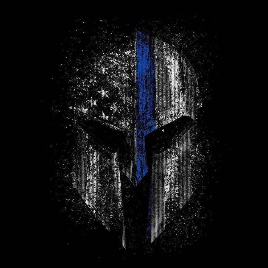 Blue Line Spartan T-Shirt - Black